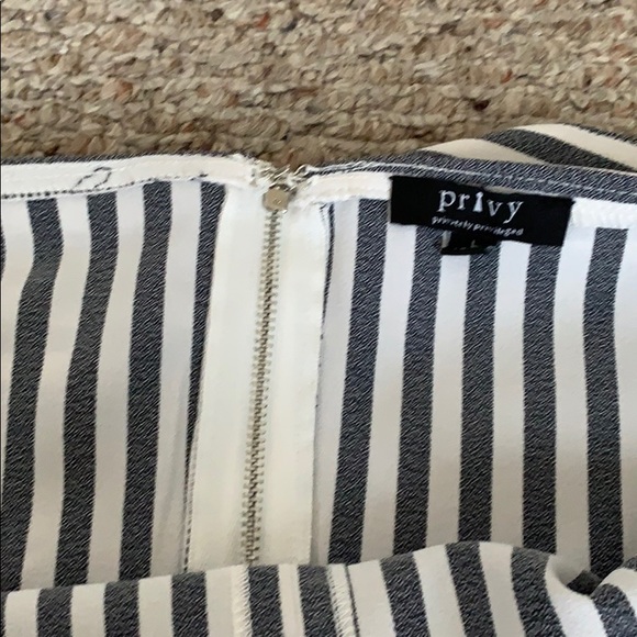 Blue & White Striped Off Shoulder Romper, L - Picture 4 of 6